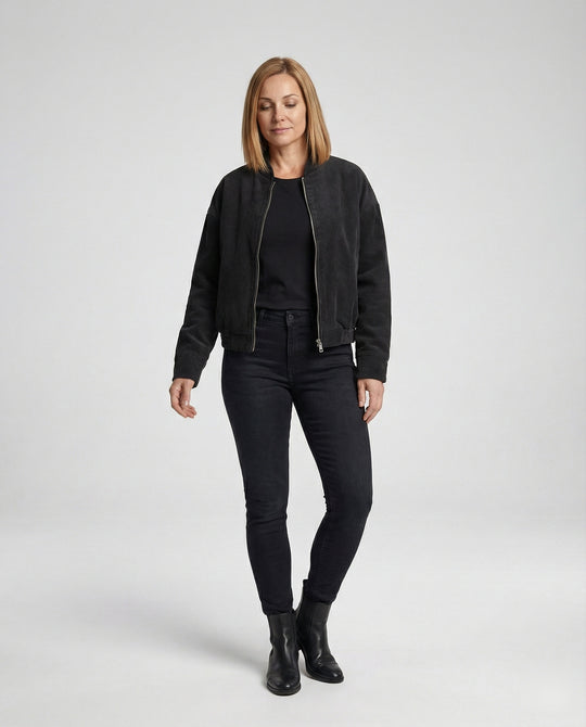 Damen Cordjacke mit Stehkragen