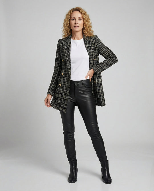 Damen Tweed-Blazer mit Doppelknopfleiste