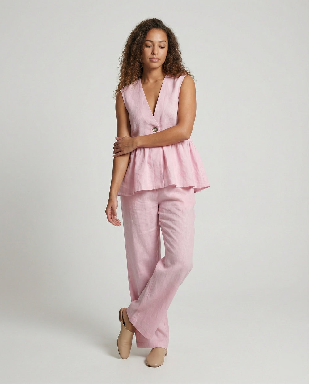 Damen Elegantes Leinen-Hosenanzug EB