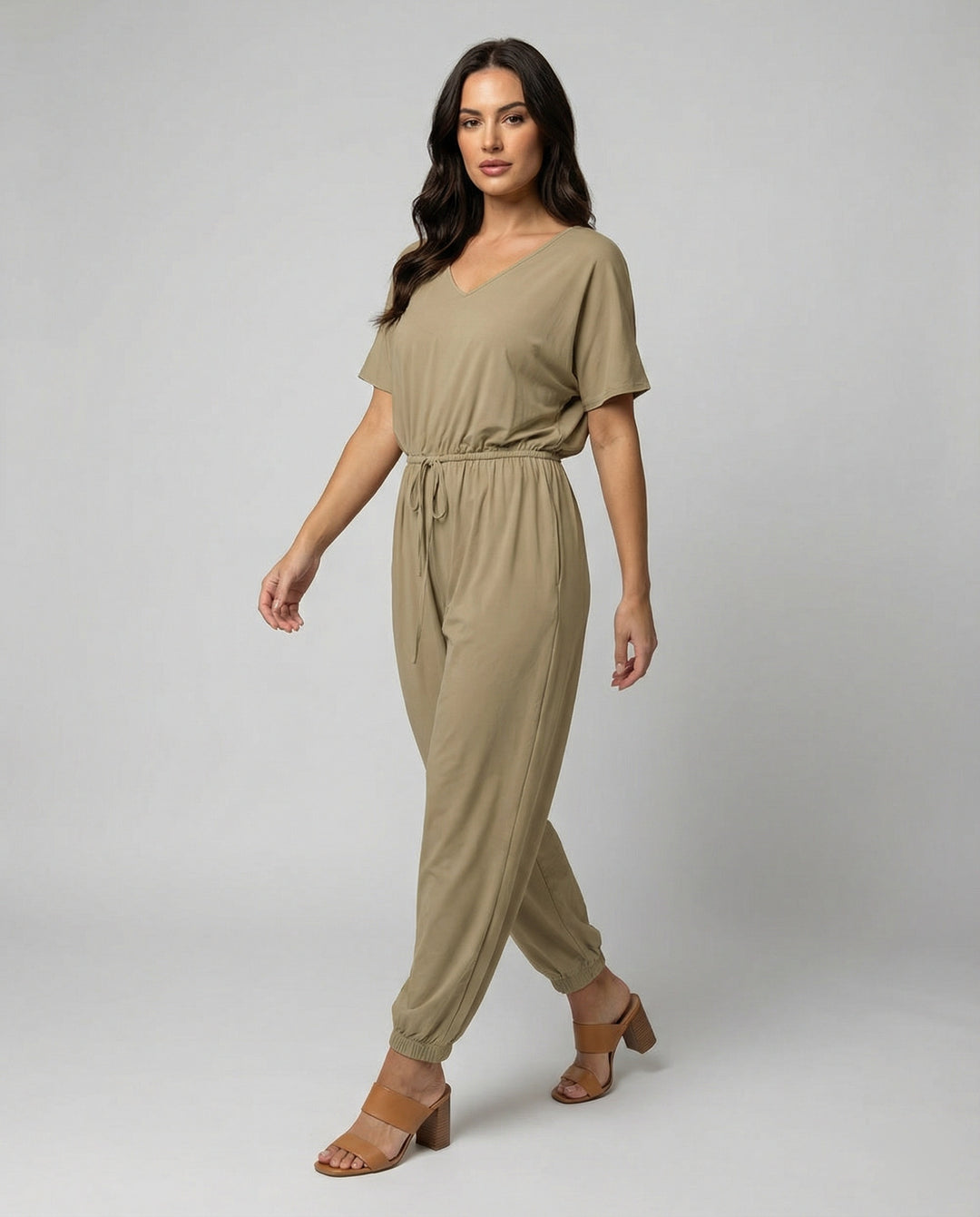 Damen Leichter Jumpsuit mit lockerer Passform und variabler Taille EB