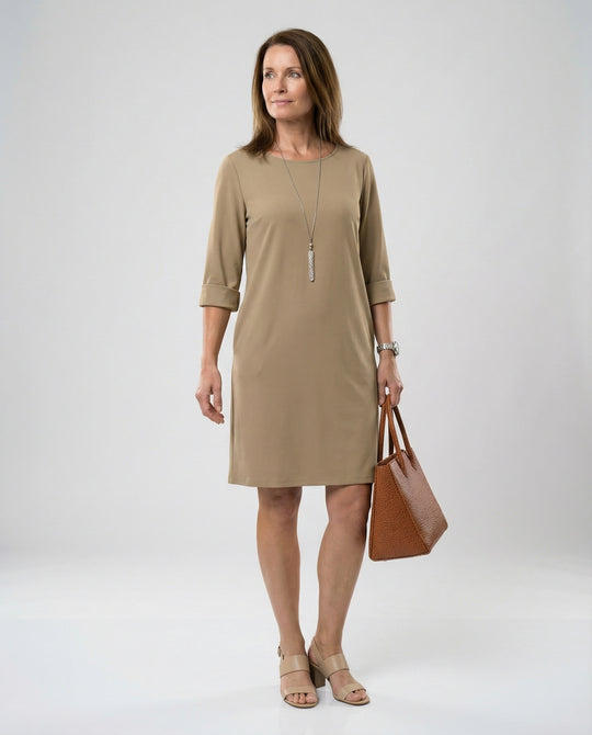 Damen Elegantes Etuikleid mit Langen Ärmeln | EB