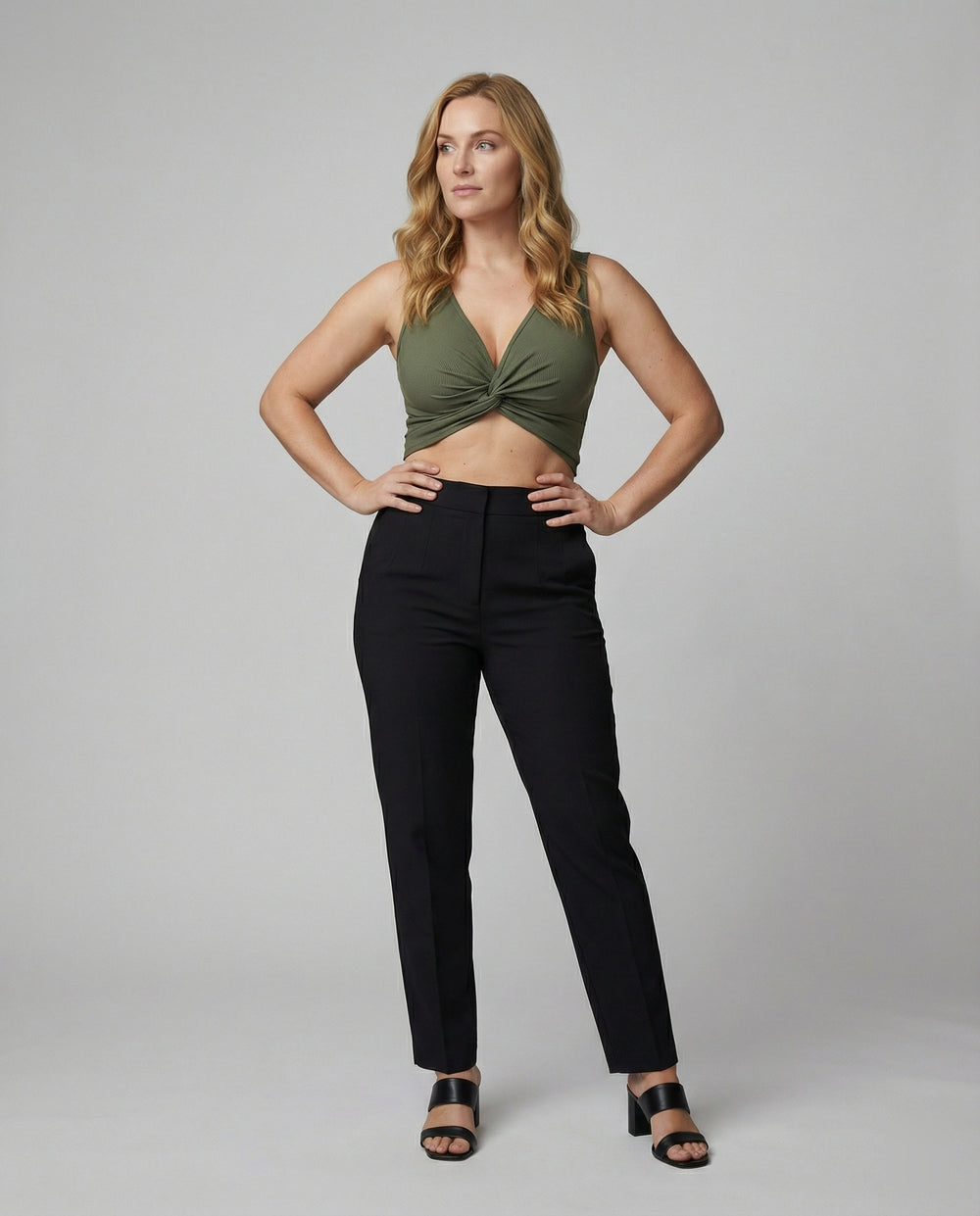 Damen Crop-Top mit elegantem Knoten und tiefem V-Ausschnitt EB