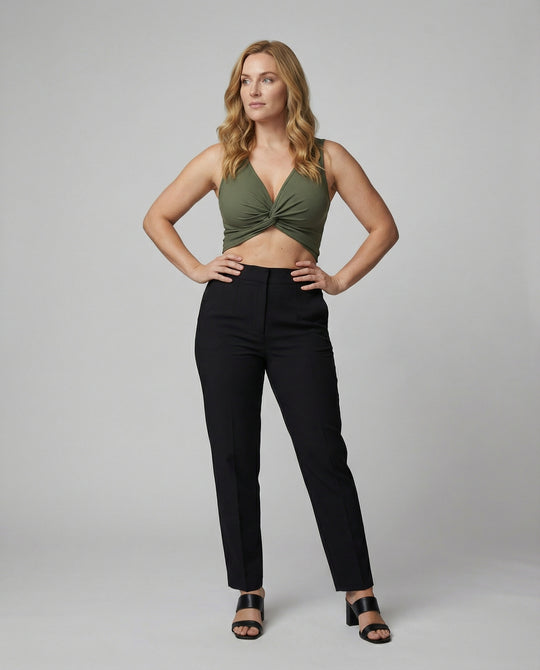 Damen Crop-Top mit elegantem Knoten und tiefem V-Ausschnitt EB