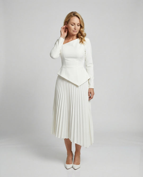 Damen Midikleid asymmetrisch mit Schößchen