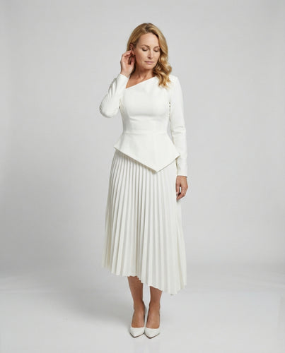 Damen Midikleid asymmetrisch mit Schößchen