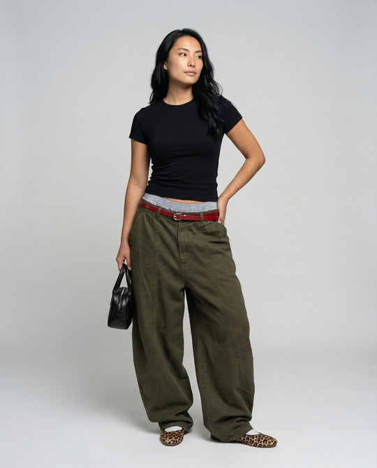 Damen Weite utilitaristische Stoffhose EB