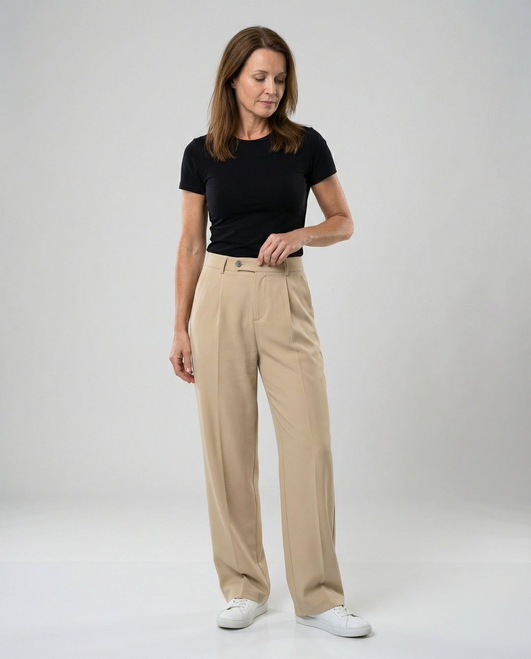 Freizeitkleidung Damen Bundfaltenhose Weit