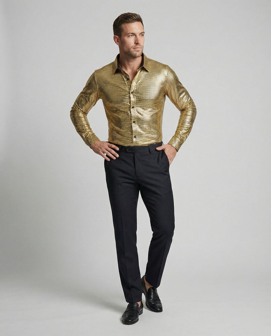 Herren Hemd mit glanzvollem Wabenmuster EB