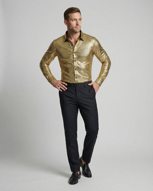 Herren Hemd mit glanzvollem Wabenmuster EB