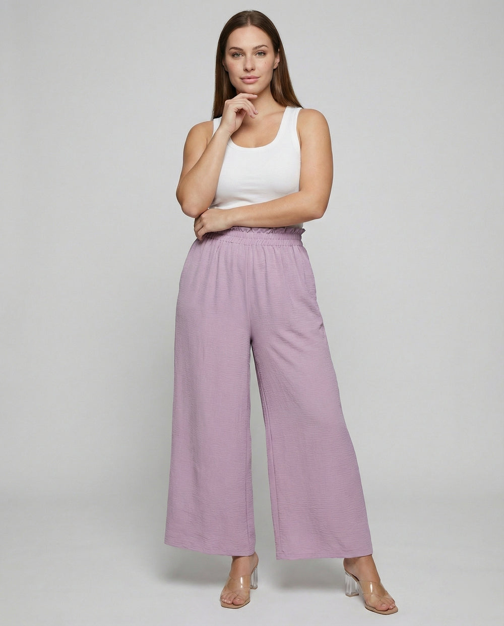 Damen Culotte-Hosen mit weitem Bein und elastischem Bund EB