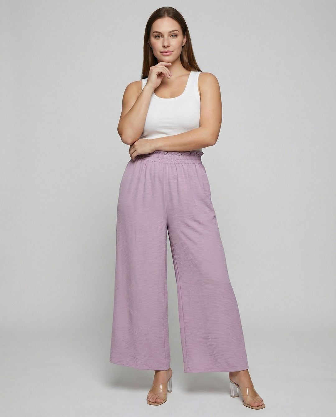 Damen Culotte-Hosen mit weitem Bein und elastischem Bund EB