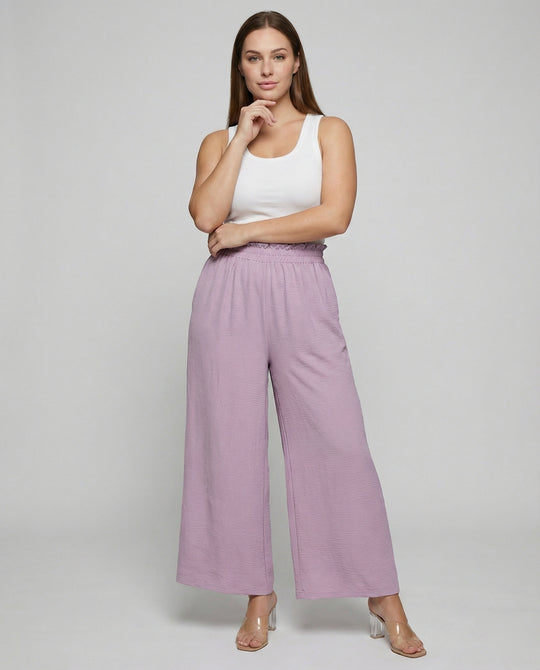 Damen Culotte-Hosen mit weitem Bein und elastischem Bund EB