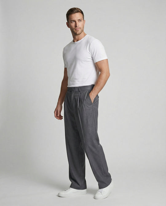 Freizeitkleidung Herren Bundfaltenhose Weit