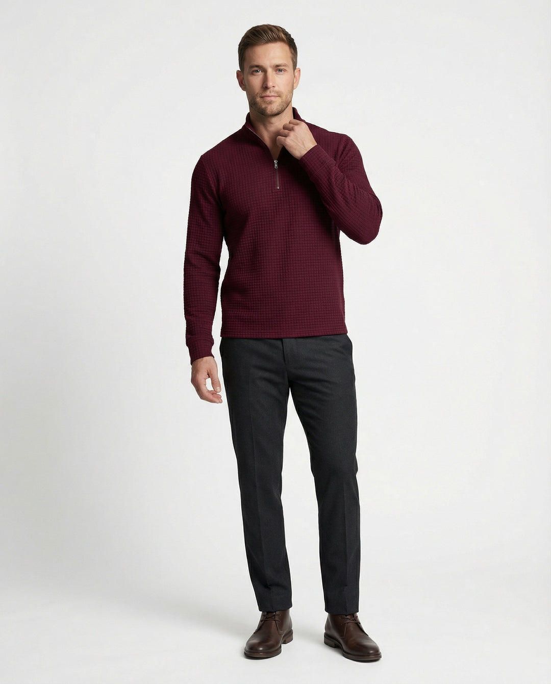 Herren funktionales Langarmshirt mit modernem Stehkragen und Reißverschluss EB