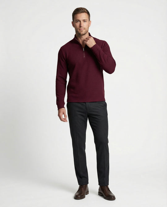 Herren funktionales Langarmshirt mit modernem Stehkragen und Reißverschluss EB