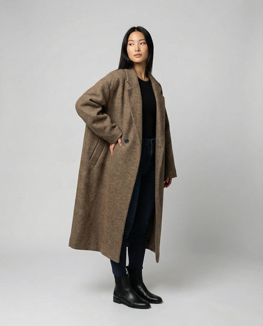 Damen Oversized Wollmantel EB