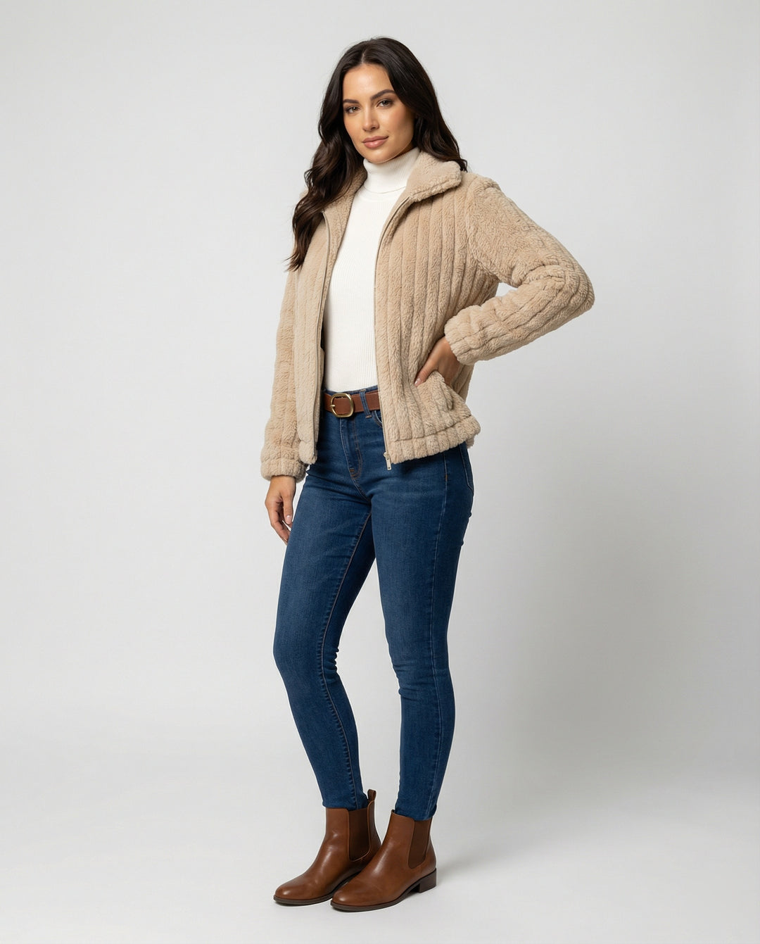 EB | Stilvolle Teddy Damenjacke mit Kragen