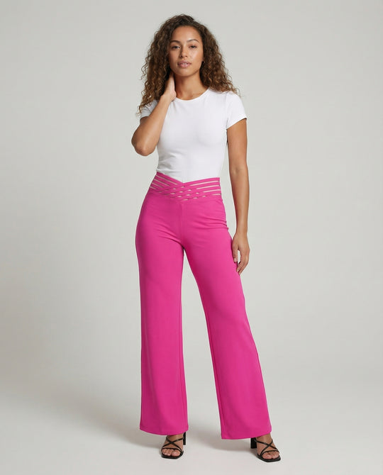 Damen Weit geschnittene Palazzo-Hose mit trendigen Cut-Outs EB