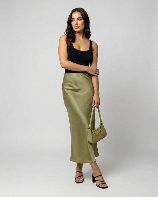 Damen Longskirt aus glattem Satin von EB