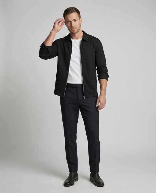 Herren Eleganter Langarmshirt mit strukturierter Oberflächenbeschaffenheit und hochwertigem Reißverschluss EB