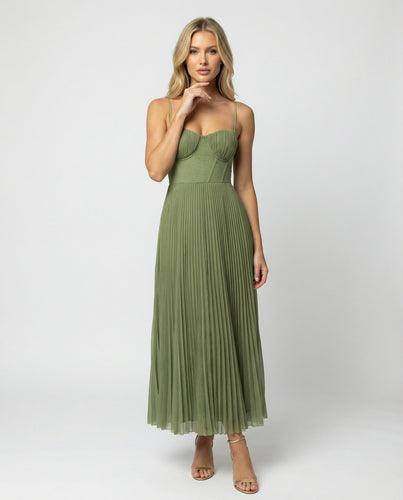 EB | Midi Ärmellos Kleid Mit Gefälteltem Tüll-Bustier