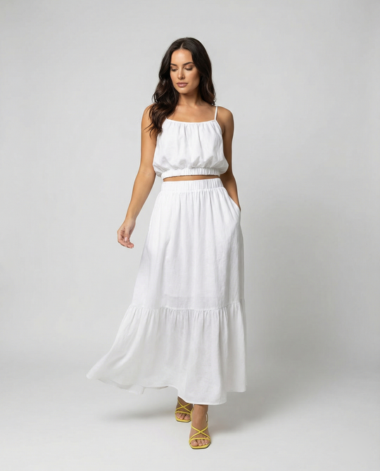 Damen Sommerliches Zweiteiler-Kleid mit fließendem Schnitt und praktischen Taschen EB