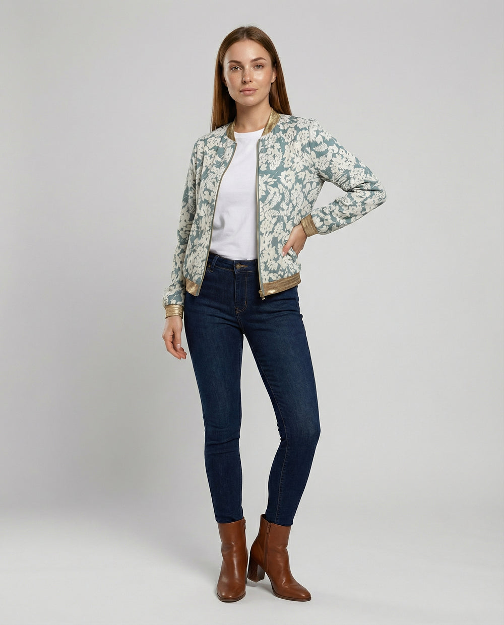 Damen Bomberjacke mit Blumenmuster | EB