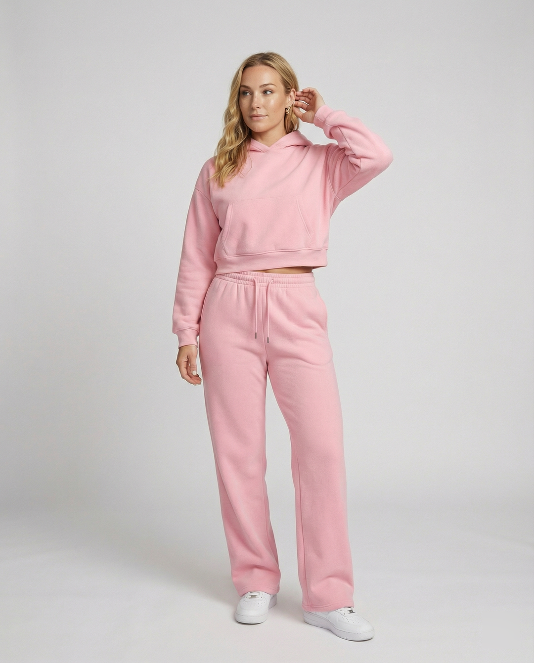 Damen Sweat-Set mit lässigem Schnitt und hohem Kragen EB