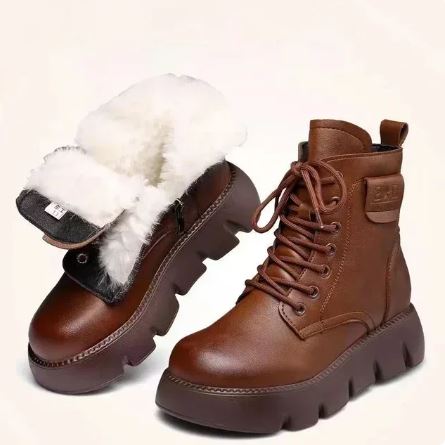 EB | Weiche Leder Retro Damen-Luftstiefel mit Reißverschluss