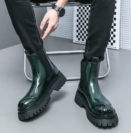 Lederstiefel mit runder Spitze EB