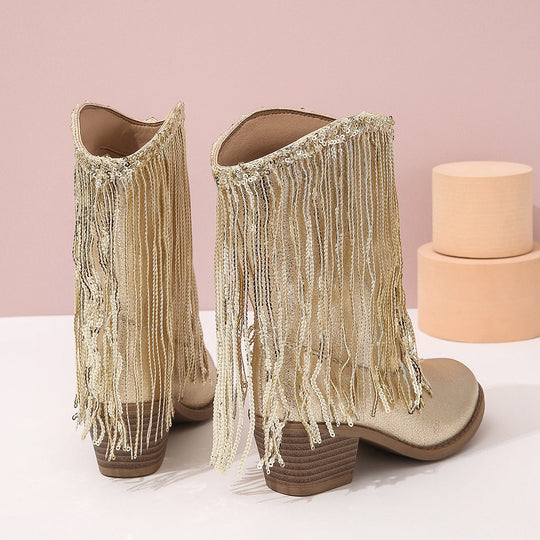 Glamouröse Glitzer Westernstiefel Damen Elegante Stiefel EB