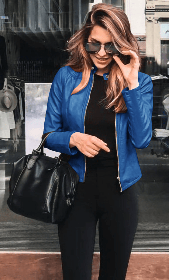 EB | Jacke Damen Slim Fit Lederjacke Damen Perfekt für Den Herbst Trendy & Lässig
