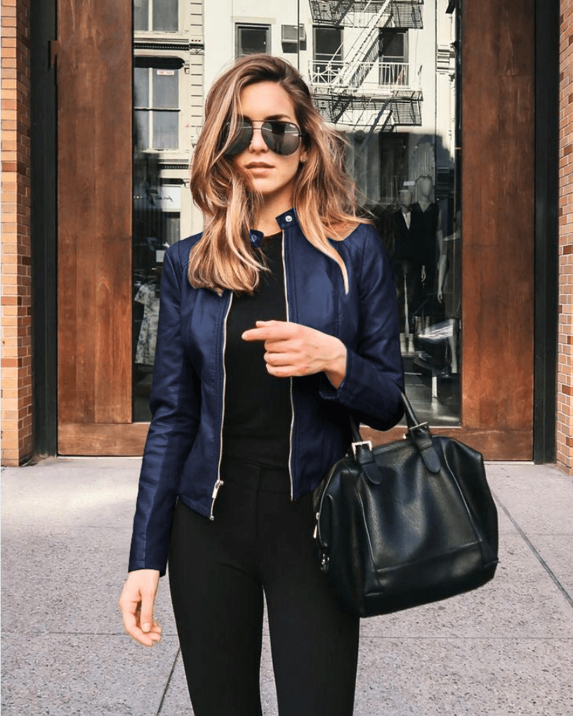 EB | Jacke Damen Slim Fit Lederjacke Damen Perfekt für Den Herbst Trendy & Lässig
