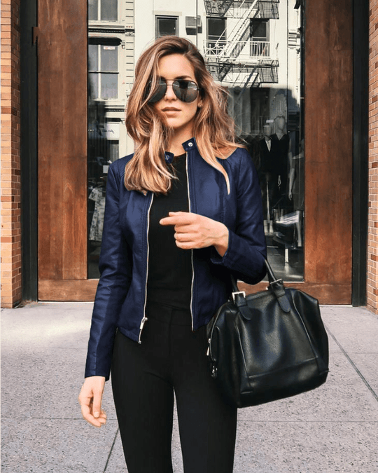 EB | Jacke Damen Slim Fit Lederjacke Damen Perfekt für Den Herbst Trendy & Lässig