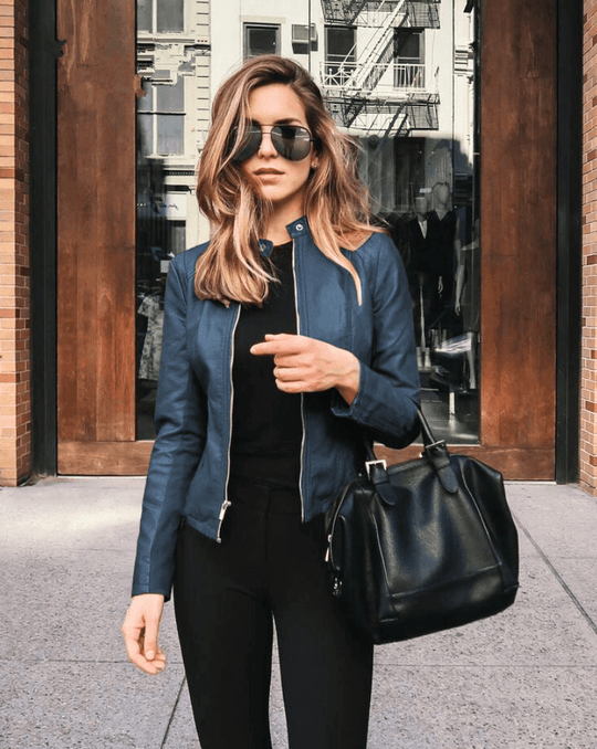 EB | Jacke Damen Slim Fit Lederjacke Damen Perfekt für Den Herbst Trendy & Lässig