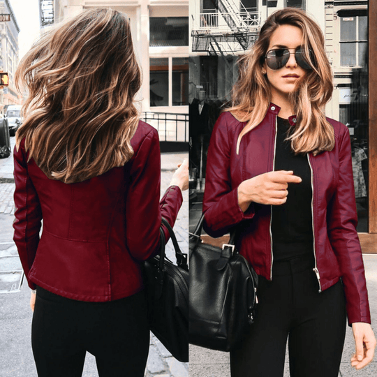 EB | Jacke Damen Slim Fit Lederjacke Damen Perfekt für Den Herbst Trendy & Lässig