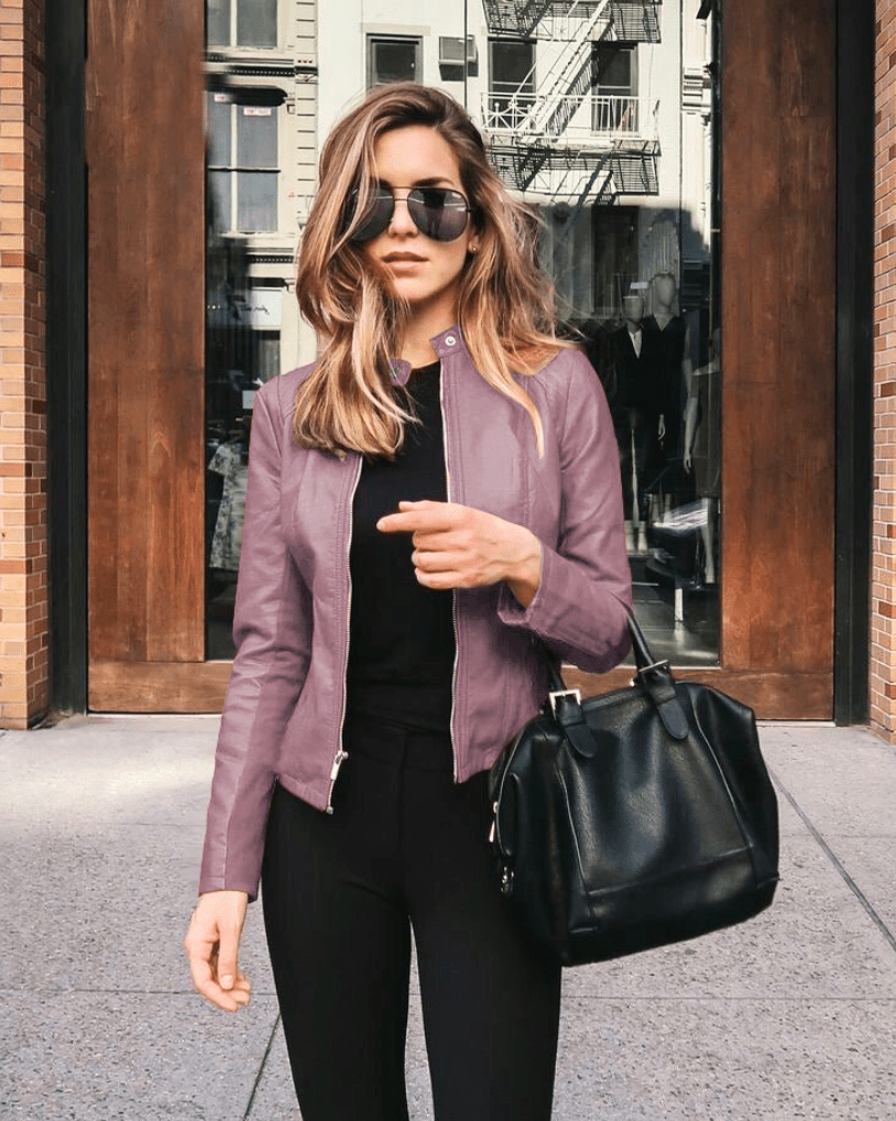 EB | Jacke Damen Slim Fit Lederjacke Damen Perfekt für Den Herbst Trendy & Lässig