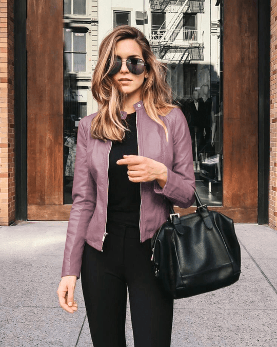 EB | Jacke Damen Slim Fit Lederjacke Damen Perfekt für Den Herbst Trendy & Lässig