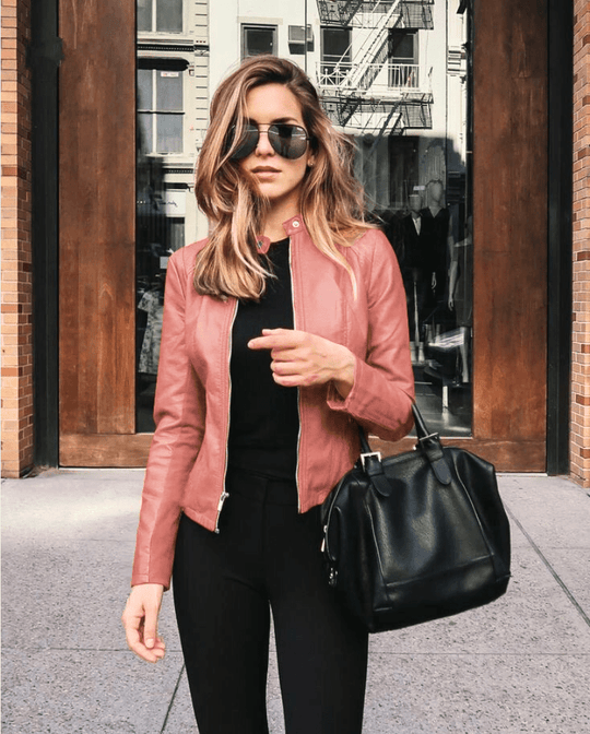 EB | Jacke Damen Slim Fit Lederjacke Damen Perfekt für Den Herbst Trendy & Lässig