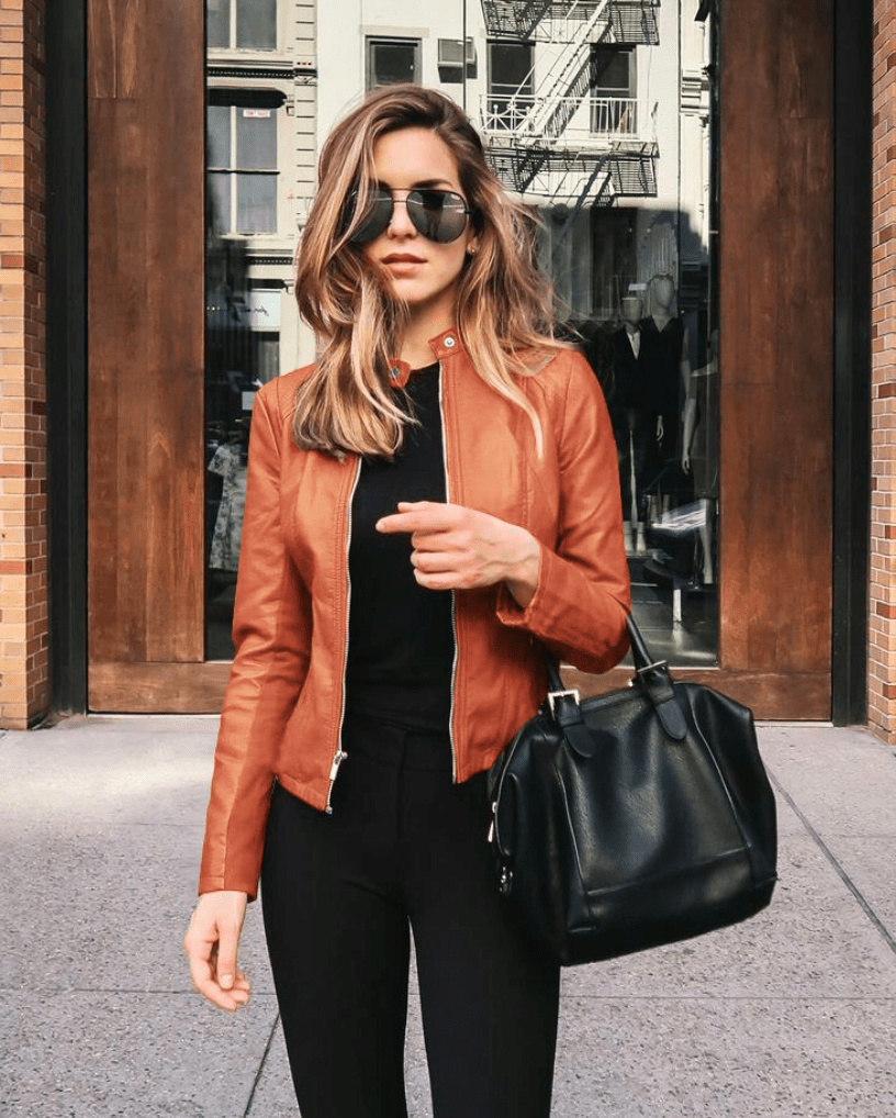 EB | Jacke Damen Slim Fit Lederjacke Damen Perfekt für Den Herbst Trendy & Lässig