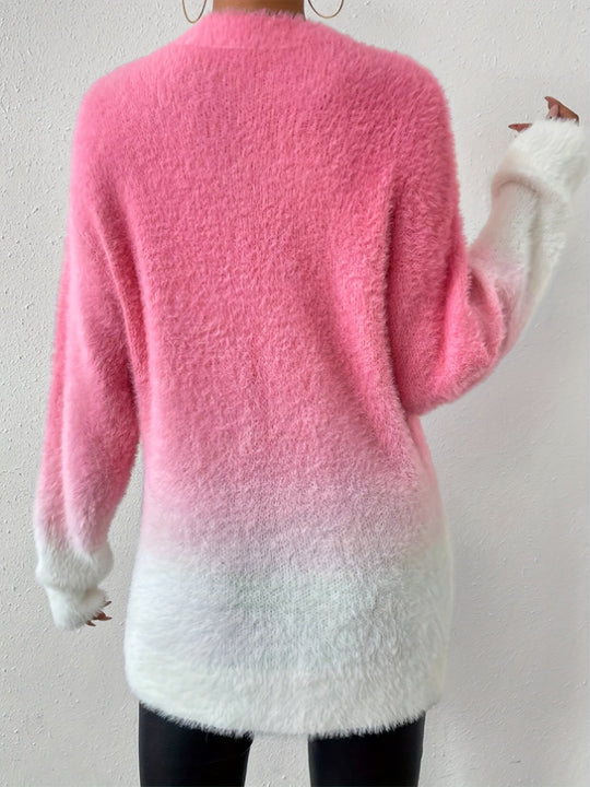 EB | Graduierter Farbcrewneck Fuzzy Pullover
