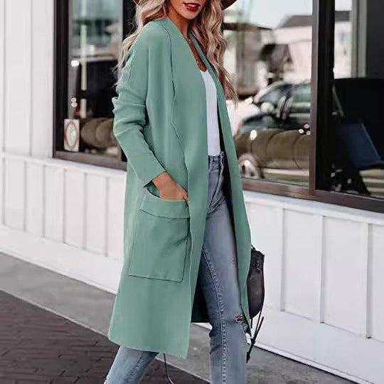 EB | Langer Cardigan - Offene Front - Elegante Freizeitkleidung