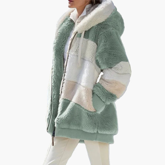 EB | Winter Kapuzenjacke Im Streifen-Design - Modische Freizeitjacke für Kalte Tage