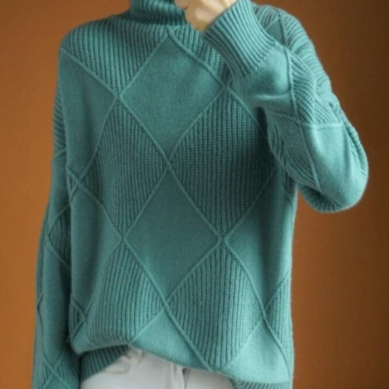 EB | Rollkragenpullover mit Diamantmuster Gestrickt -Weich und Bequem