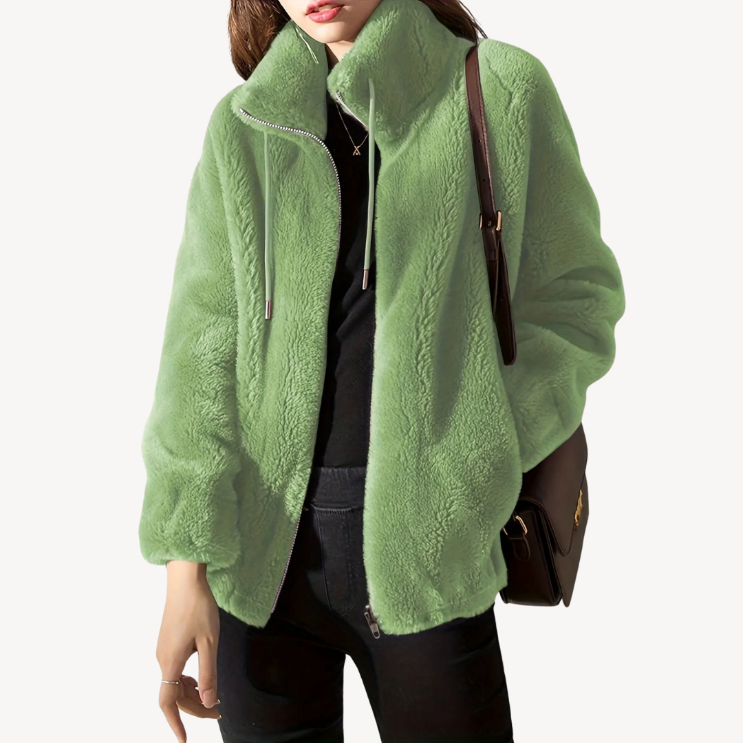 EB | Damen Kunstpelz Zip-Up Jacke