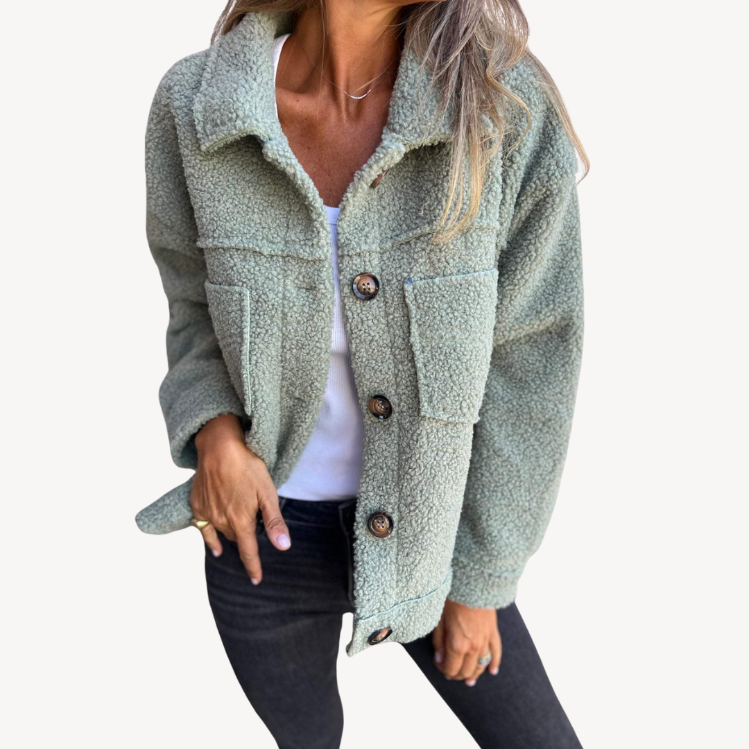 EB | Damen Teddyfleece Knopjacke