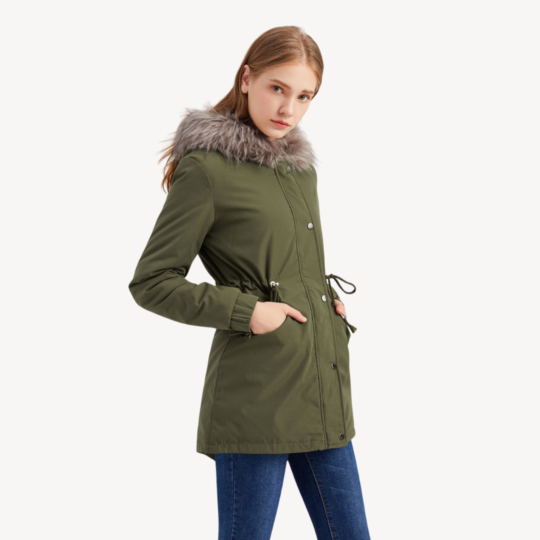 EB | Damen Kunstfell Kapuzenparka Jacke