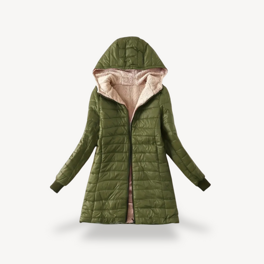 EB | Damen Kapuzen-Puffermantel mit Sherpa-Futter