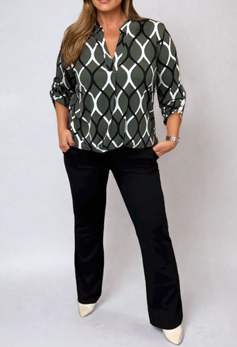 EB | Elegante Bluse mit Grafischem Muster Leicht und Stilvoll Perfekt für Den Alltag