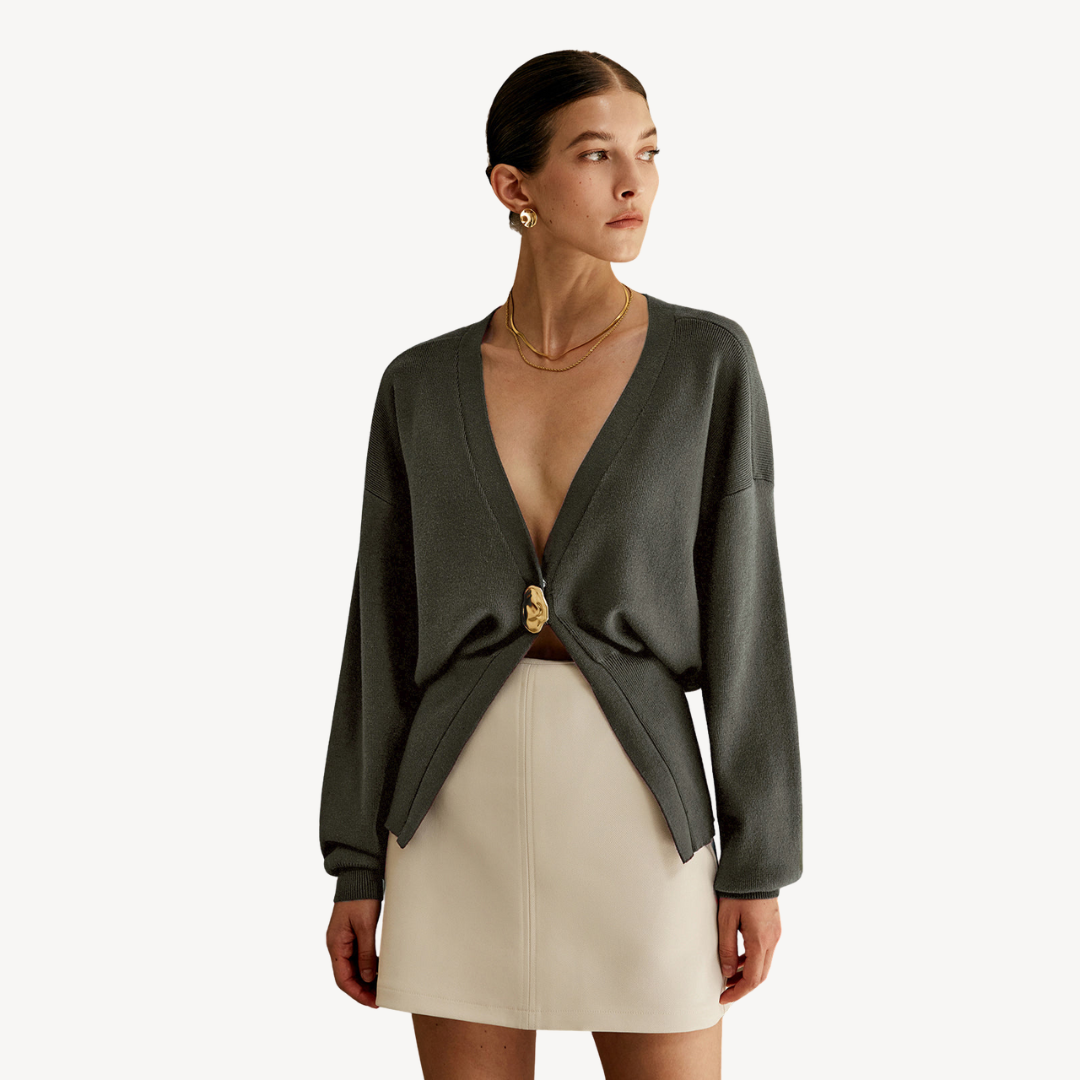 EB | Damen Strick V-Ausschnitt Cardigan Pullover